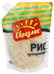 Рис Еврозлак пропаренный длиннозерный 750г дойпак