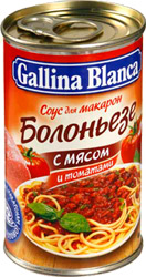 Соус Gallina Blanca для макарон Болоньезе с мясом и томатами, 180г
