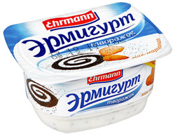 Десерт Ehrmann Эрмигурт молочный с творожным кремом пастеризованный творожок Мак-марципан 5% 135г