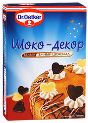 Шоко-Декор Dr.Oetker белый/темный шоколад (сердечки) 45г