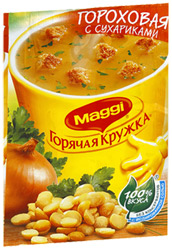 Суп Maggi горячая кружка гороховый с сухариками 19г