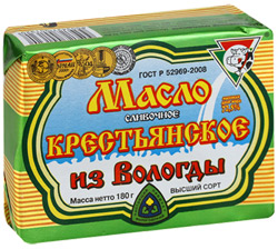 Масло Из Вологды сливочное Крестьянское 72,5% 180г