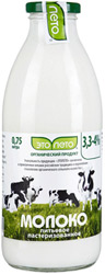 Молоко ЭтоЛето органическое, пастеризованное 3,3-4% 0,75л стекло