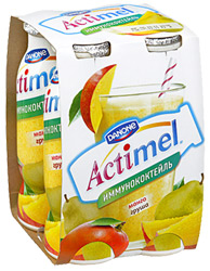 Напиток Actimel имуннококтейль с манго и грушей 1,0% 4шт*155г