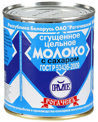 Молоко Рогачевъ цельное сгущенное с сахаром, 380г