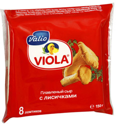Сыр Viola плавленый с лисичками 150г (8 ломтиков)