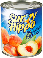Персики Sunny Hippo половинки в сиропе 820г ж/б