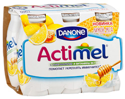 Напиток Actimel кисломолочный с лимоном и медом 1,5% 6*100г