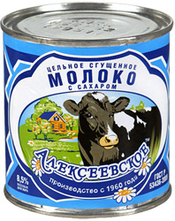Молоко Алексеевское цельное сгущенное с сахаром 8,5%, 380г